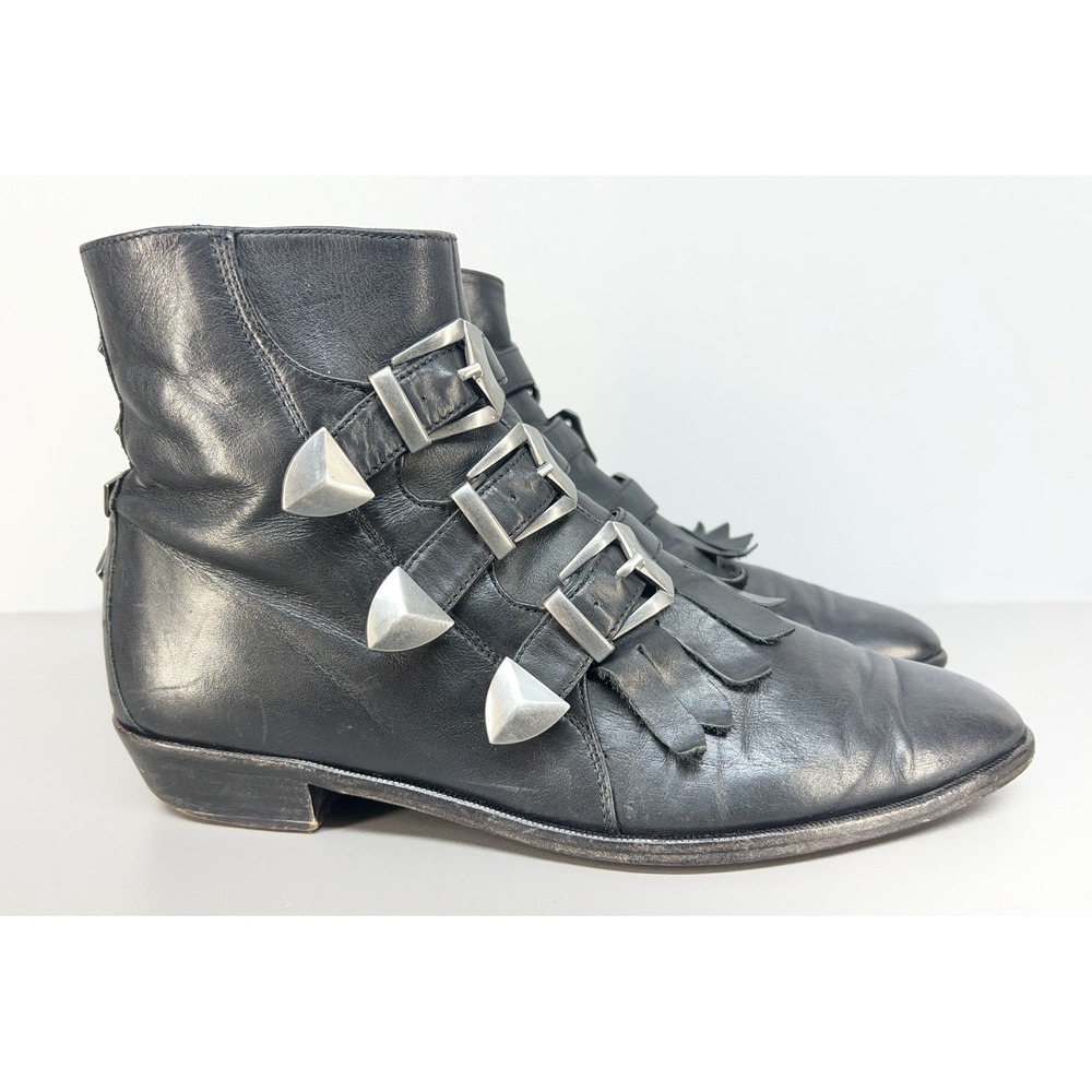 modern vice vintage black silver buckle boots size 38.5